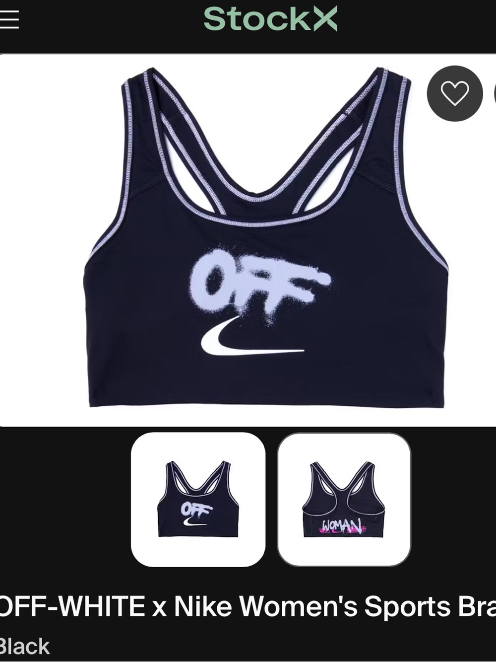 Off-White x Nike Women’s Black Sports Bra